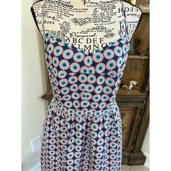J.Crew Factory Women's Retro Neon Pink/Blue Floral Slip Dress - Picture 1 of 7